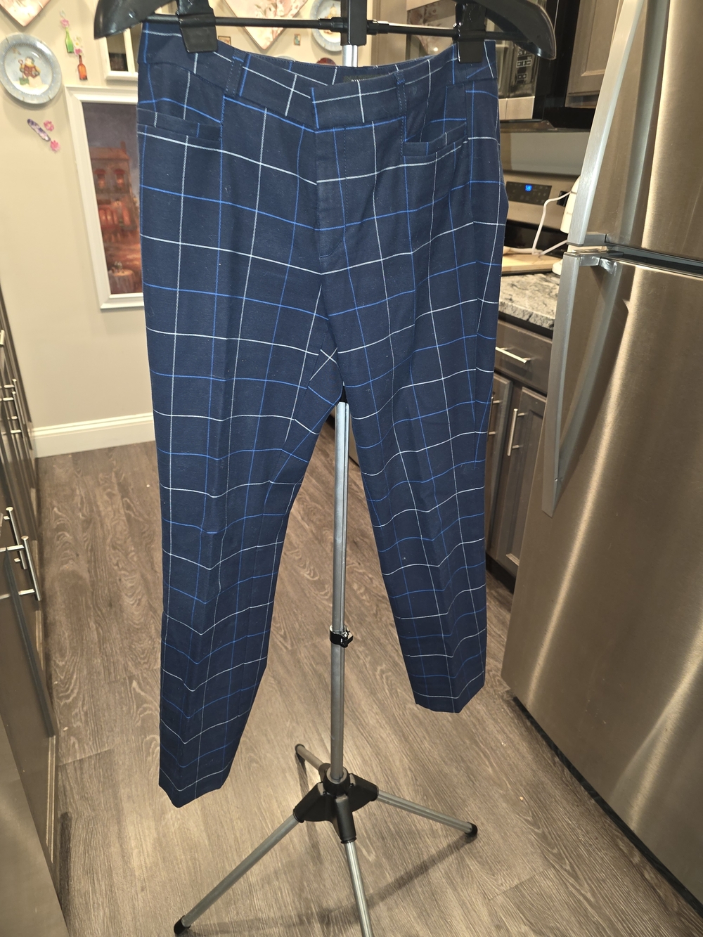 Banana Republic Navy Blue Windowpane Dress Trousers